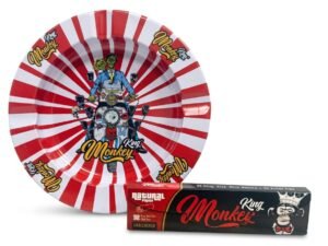 pack monkey king: cenicero metálico "zombie scooter" + papel natural king size slim con filtros
